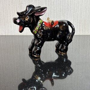 Vintage Redware Donkey Figurine Mid Century Black Pack Mule Made In Japan Nasco